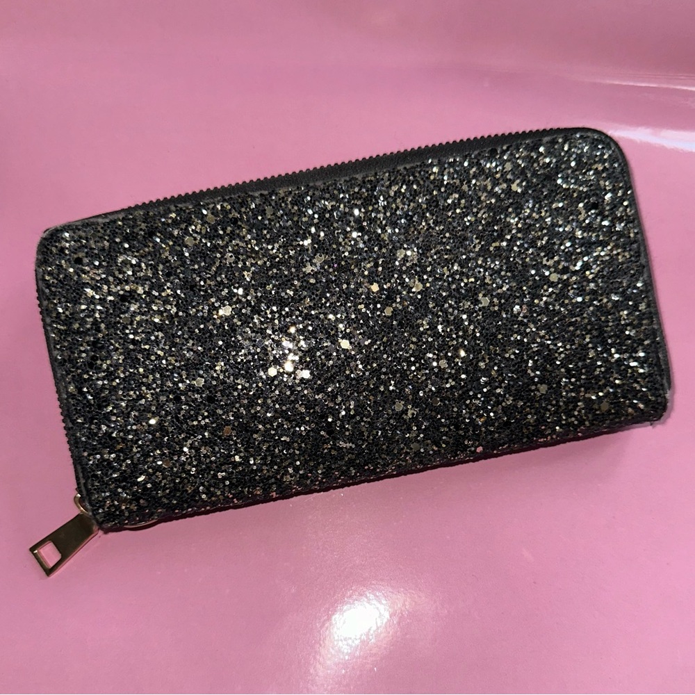 Sequin zippy wallet